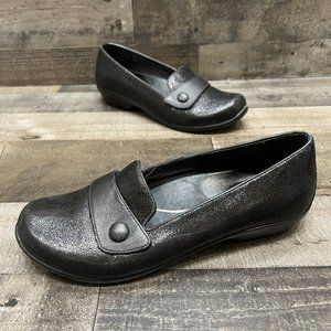 Dansko Womens Black Leather Sparkly Slip On Comfort Shoes Size 39.